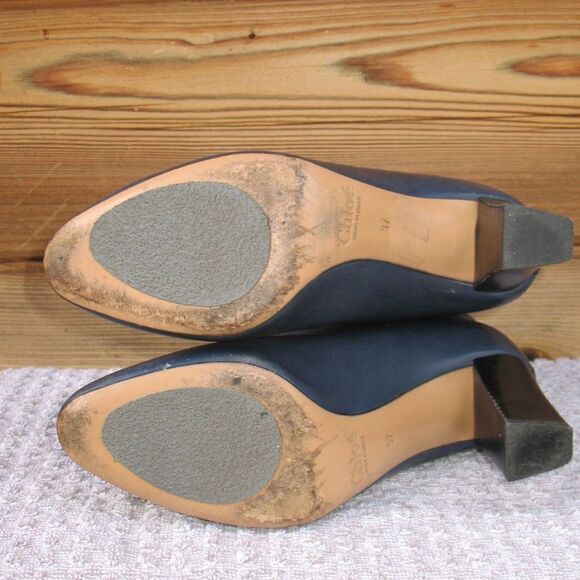 Chloe Navy Blue Heeled Ankle Boots Size 6 6.5 - Picture 7 of 8